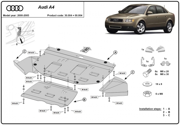 Cache sous moteur Audi A4 B6 - forfait promotionnel