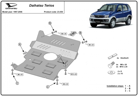 Cache sous moteur et de la radiateur Daihatsu Terios