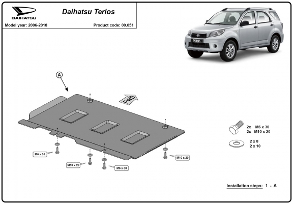 Cache de protection de la boîte de vitesse Daihatsu Terios