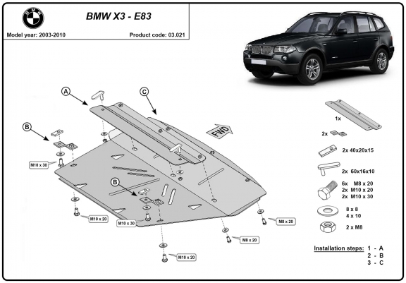 Cache de protection de radiateur BMW X3 E83