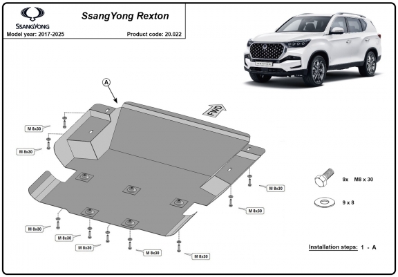 Cache sous moteur et de la radiateur SsangYong Rexton