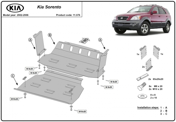 Cache sous moteur et de la radiateur Kia Sorento