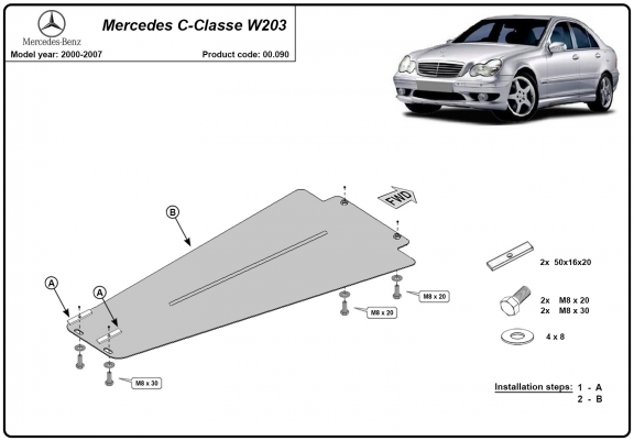 Cache de protection de la boîte de vitesse Mercedes C-Clasee W203 - automatique