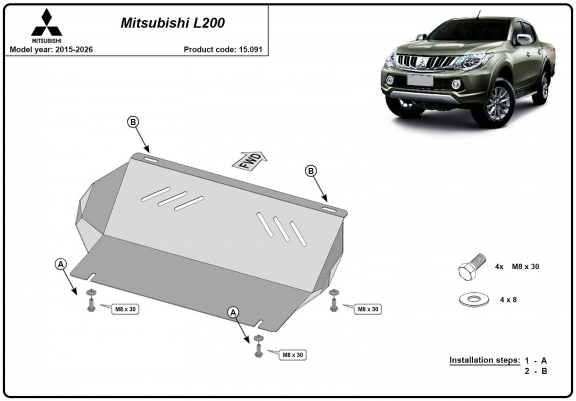 Cache de protection de radiateur Mitsubishi L200