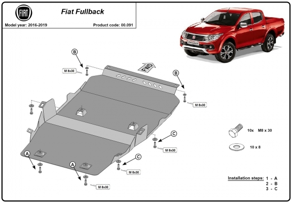 Cache sous moteur et de la boîte de vitesse Fiat Fullback