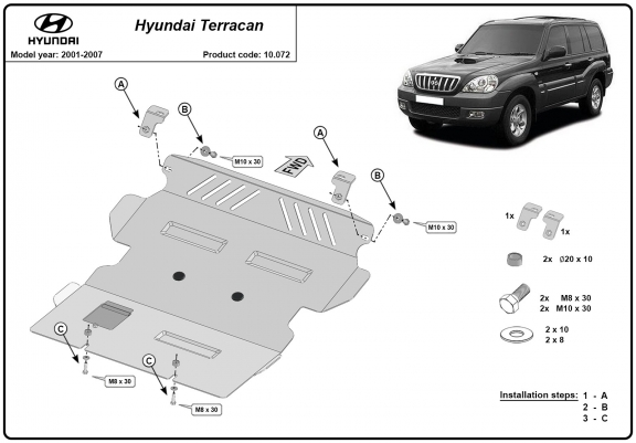 Cache sous moteur et de la radiateur Hyundai Terracan