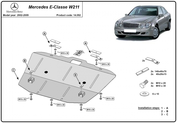 Cache sous moteur et de la radiateur Mercedes E-Classe W211