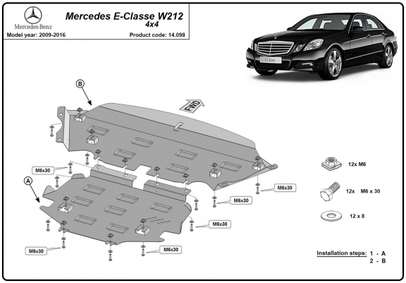 Cache sous moteur et de la radiateur Mercedes E-Classe W212 - 4x4