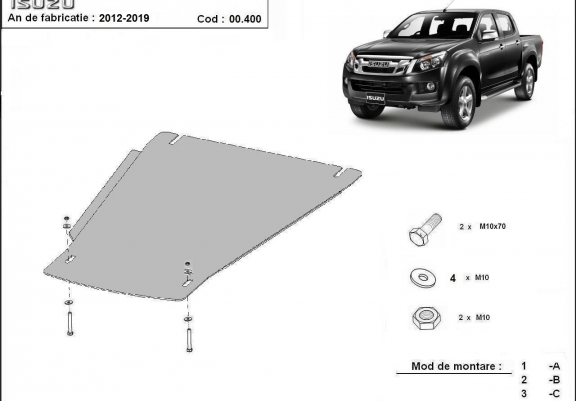 Cache de protection de la boîte de vitesse Isuzu D-Max