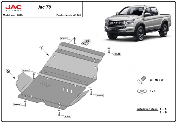 Cache sous moteur et de la radiateur Jac T8